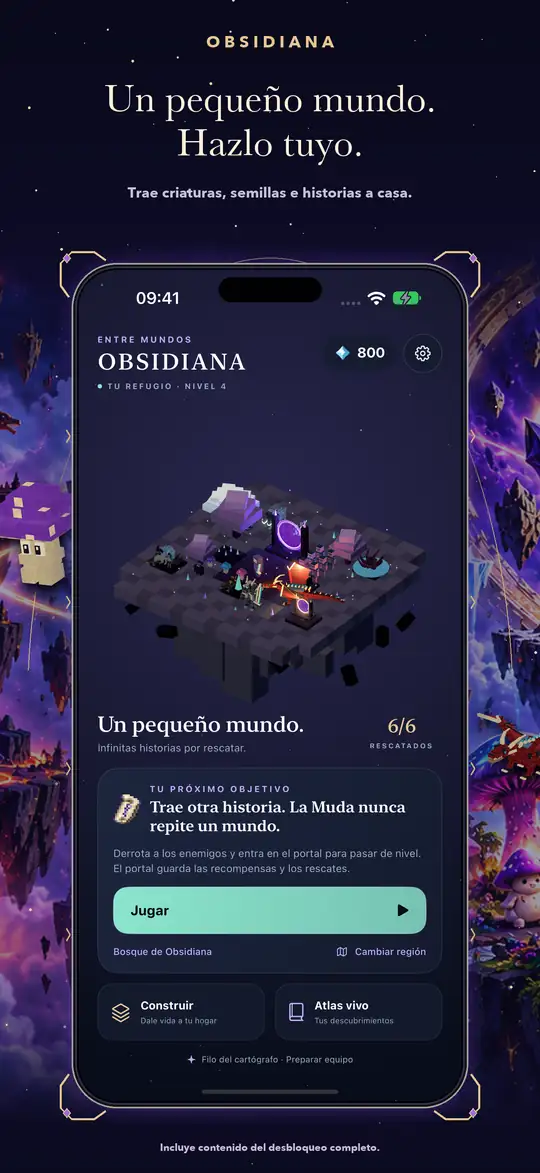 Pantalla nativa enmarcada de Obsidiana 01-refuge con datos avanzados de revisión y arte original.