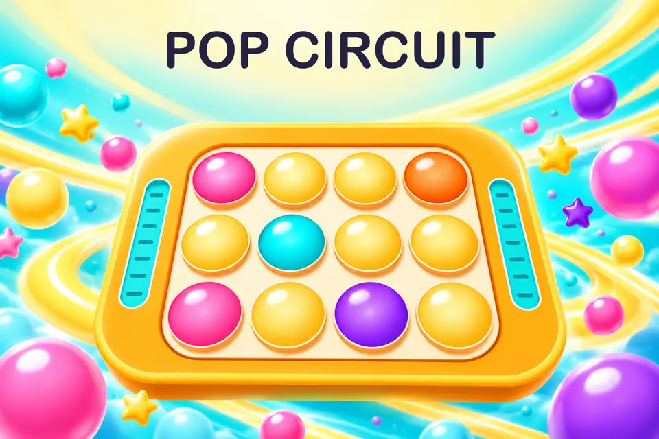 Original Pop Circuit Search artwork with its light-up console and candy-colour spheres.